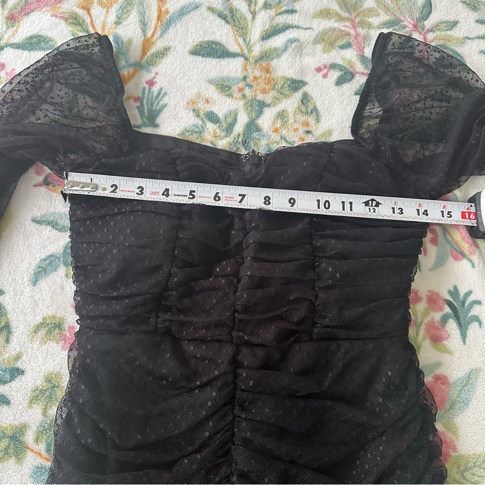 Lulu's Black Ruched Mesh Bodycon Mini Dress size Small - Picture 8 of 10